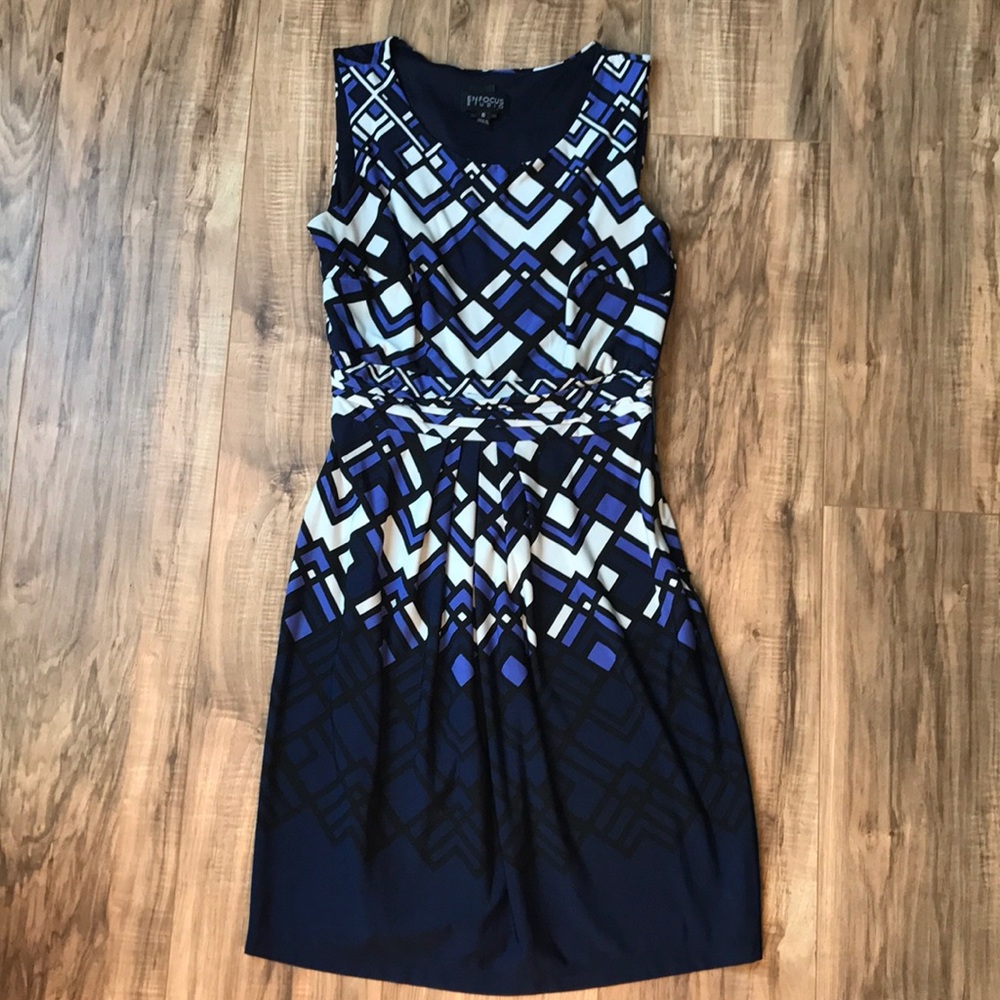 Blue and white dress